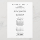 Moderne Bloemen Zwart-wit Bruiloft Programmakaart (Achterkant)