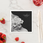 Moderne Bloemen Zwart-wit Bruiloft Servet (Insitu)