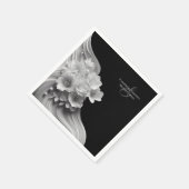 Moderne Bloemen Zwart-wit Bruiloft Servet (Hoek)