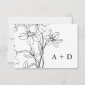 Moderne Bloemen Zwart-wit Reactie, Huwelijk RSVP Kaartje (Achterkant)
