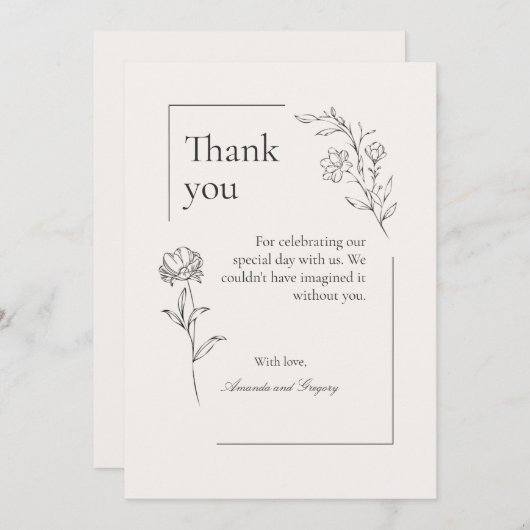 Moderne bloemenbedankkaart bedankkaart (Voorkant / Achterkant)