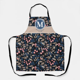 Moderne Bloemenbessen Unisex Neutral Blauw Roze Schort