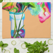 Moderne bloemenbloemen voor waterverf theedoek (Gevouwen)