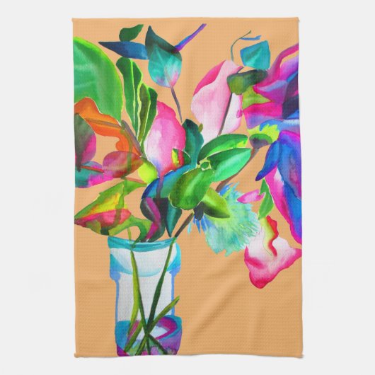 Moderne bloemenbloemen voor waterverf theedoek (Verticaal)