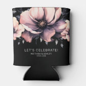 Moderne bloemenblush roze elegante bruiloft blikjeskoeler (Achterkant)