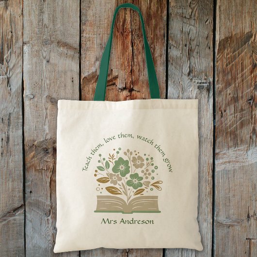 Moderne Bloemenboek Leraar Dank u Gift Tote Bag