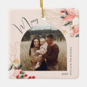 Moderne Bloemenboog Vrolijke Kerstvakantie Keramisch Ornament (Voorkant)