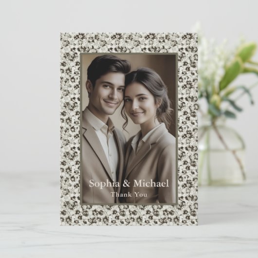 moderne bloemenbruiloft dank je kaart Moody (Staand voorkant)