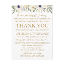 Moderne Bloemenbruiloft dank u plaats kaart