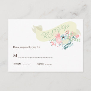 Moderne Bloemenbruiloft RSVP Reactie Kaartje