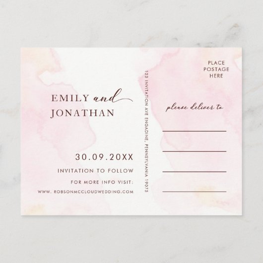 Moderne  bloemenbruiloft save the date uitnodiging briefkaart (Achterkant)