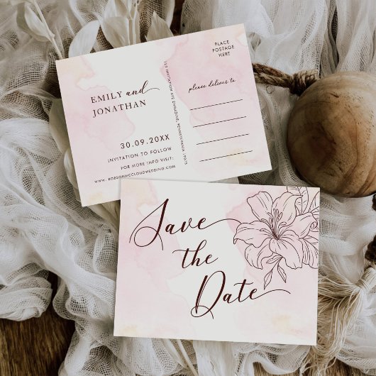 Moderne bloemenbruiloft save the date uitnodiging briefkaart