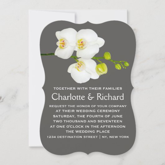 Moderne bloemenbruiloft | Witte orchideeënbloemen Kaart (Voorkant)