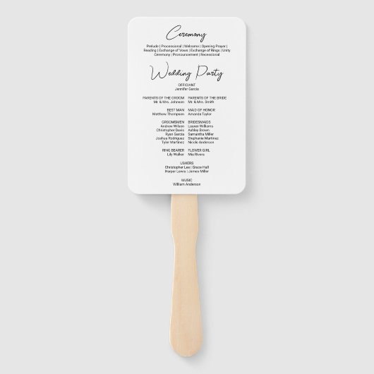 Moderne bloemendank u elegante bruiloft programma handwaaier (Achterkant)