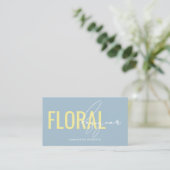 Moderne bloemendesigner QR-code blauw geel Visitekaartje (Staand voorkant)