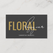 Moderne bloemendesigner QR-code grijs goud Visitekaartje (Voorkant)