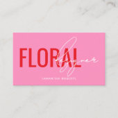 Moderne bloemendesigner QR-code roze Visitekaartje (Voorkant)