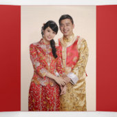 Moderne bloemendubbel xi foto Chinese bruiloft Drieluik Uitnodiging (Binnenkant midden)