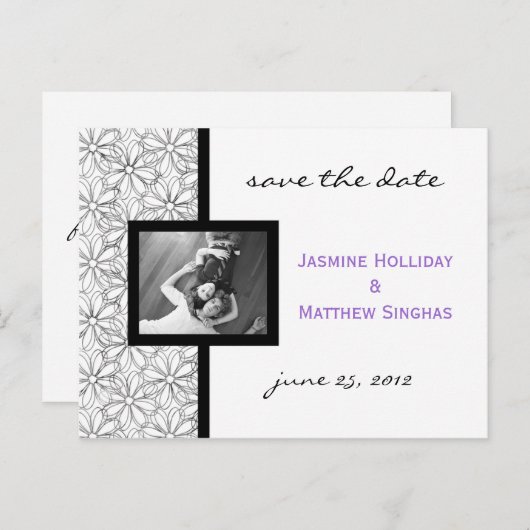 Moderne bloemenfoto Bewaar de datum Aankondigingskaart (Voorkant / Achterkant)