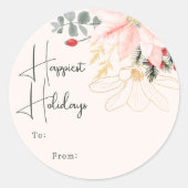 Moderne bloemengelukkigste Feestdagen om uit te ki Ronde Sticker (Voorkant)