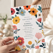 Moderne Bloemengender-neutrale Baby Shower