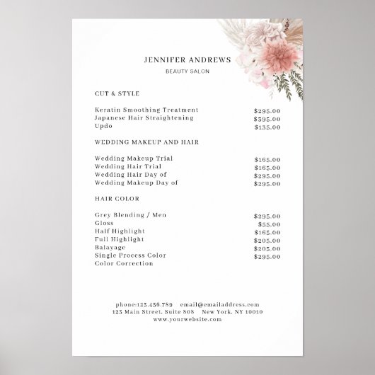 Moderne Bloemengeprijslijstposter Poster (Voorkant)