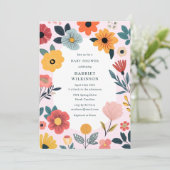 Moderne Bloemengirl Baby Shower Kaart (Staand voorkant)