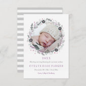 Moderne bloemengrans geboorteaankondiging aankondiging (Voorkant / Achterkant)