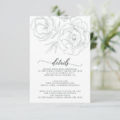 Moderne  bloemengrijs Details Informatiekaartje (Staand voorkant)