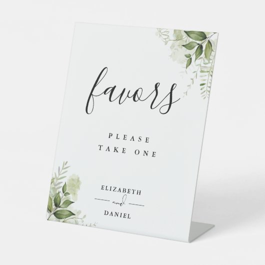 Moderne Bloemengroen Favorieten tafel Reclamebord Met Voetstuk (Voorkant)