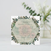 Moderne bloemengroen verjaardagsuitnodiging feestdagenkaart (Staand voorkant)