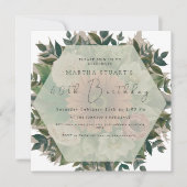 Moderne bloemengroen verjaardagsuitnodiging feestdagenkaart (Voorkant)