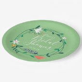 Moderne bloemenguirlande Elegante script bruidsbor Papieren Bordje (Gekanteld)