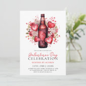 Moderne Bloemenharten Bier Galentine's Day Party Kaart (Staand voorkant)