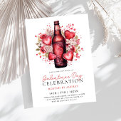 Moderne Bloemenharten Bier Galentine's Day Party Kaart