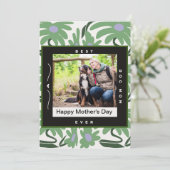 Moderne Bloemenhond Moederdag foto Feestdagenkaart (Staand voorkant)