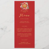 Moderne bloemenkrans dubbele xi chinese bruiloft menu (Voorkant)