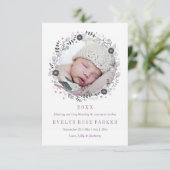 Moderne bloemenkrans geboorteaankondiging aankondiging (Staand voorkant)