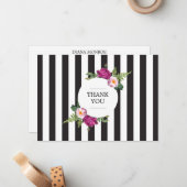 Moderne bloemenkrans gestreept dank u notitiekaartje (Voorkant / Achterkant in situ)