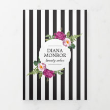 Moderne bloemenkrans gestreepte salonbrochure