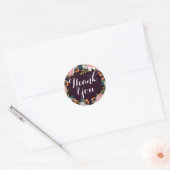 Moderne bloemenkrans paarse bedank sticker (Envelop)