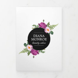 Moderne Bloemenkrans Salon Brochure Drieluik Kaart