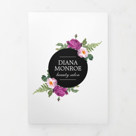 Moderne Bloemenkrans Salon Brochure Drieluik Kaart (Cover)