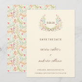 Moderne Bloemenkrans Save the Date kaart (Voorkant / Achterkant)