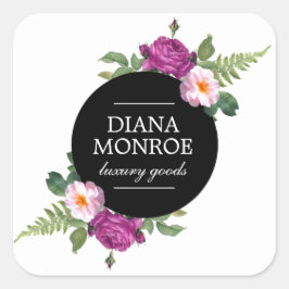 Moderne bloemenkrans vierkante sticker