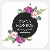 Moderne bloemenkrans vierkante sticker (Voorkant)