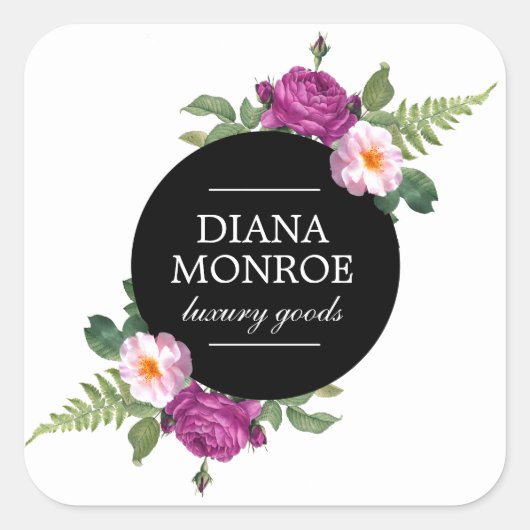 Moderne bloemenkrans vierkante sticker (Voorkant)