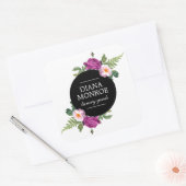 Moderne bloemenkrans vierkante sticker (Envelop)