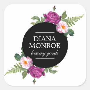 Moderne bloemenkrans vierkante sticker