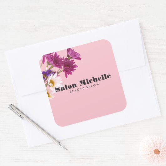 Moderne bloemenkrans vierkante Sticker (Envelop)